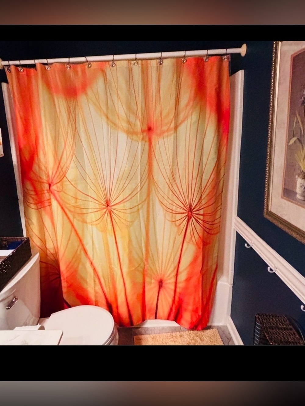 Dandelions Flowers Red Orange Yellow Bathroom Bath Powder Room Shower Curtain